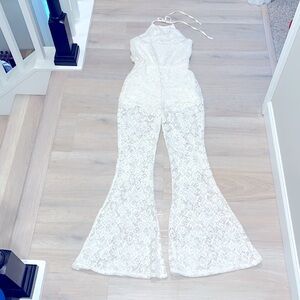 Abercrombie & Fitch White Lace Jumpsuit